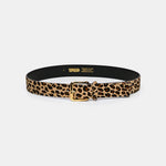 ESSENTIEL ANTWERP Kofee Printed Leopard Print Leather Belt in Brown/Black