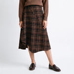 ARTLOVE Cleline Check Asymmetrical Skirt in Brown
