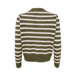 BLACK COLOUR BCDell Puff Stripe Cardigan in Army