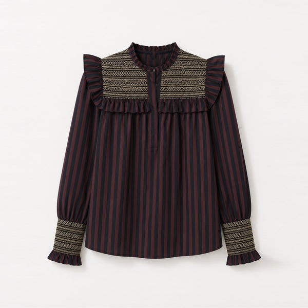 SOPHIE + LUCIE Conchita Stripe Blouse in Chocolate