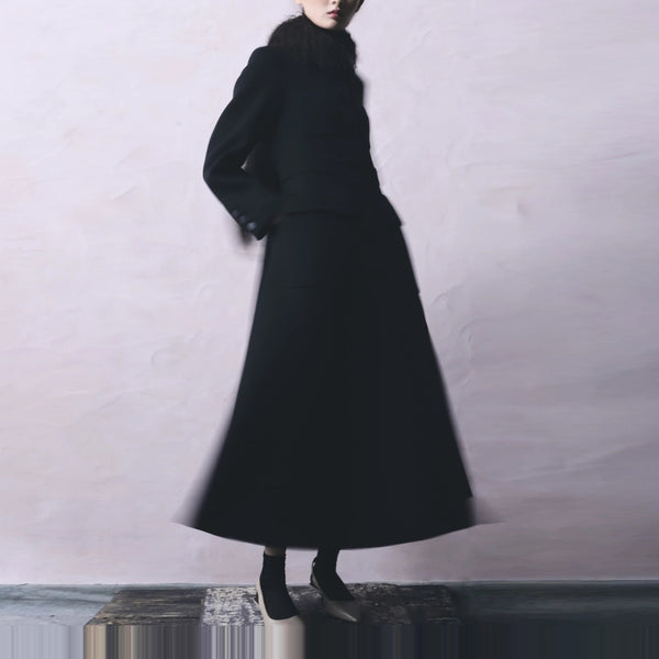 PSOPHIA Long Lady-Style Neoprene Scuba Coat in Black