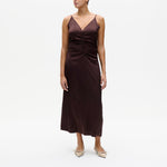 BAUM UND PFERDGARTEN Atalia Fitted Maxi Slip Dress in Coffee Bean Brown