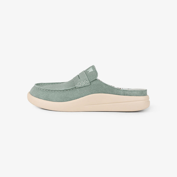 KICKBACK Frenchy Suede Mules in Moonstone Blue