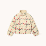 THE TINY BIG SISTER Roses Grid Sherpa Jacket in Light Cream