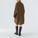 OUI Oversized Checked Coat in Dark Camel Brown