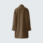 OUI Oversized Checked Coat in Dark Camel Brown