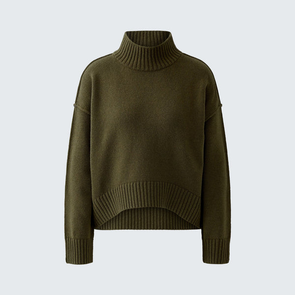 OUI Oversized Roll Neck Jumper in Khaki