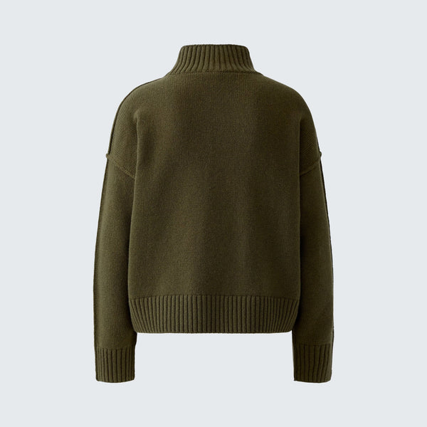 OUI Oversized Roll Neck Jumper in Khaki