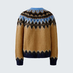 OUI Norwegian Pattern Jumper in Dark Camel Blue