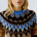 OUI Norwegian Pattern Jumper in Dark Camel Blue