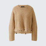 OUI Decorative Fringe Sequin Jumper in Beige Melange