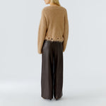 OUI Decorative Fringe Sequin Jumper in Beige Melange
