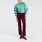 VILAGALLO Mila Velvet Straight Leg Trousers in Burgundy