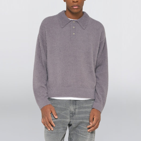 EDWIN Dex Polo Button Sweater in Excalibur