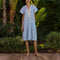 ROSE AND ROSE Carnation Striped Short Dress in White/Blue