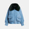 ESSENTIEL ANTWERP Kanada Knitted Jacket with Fur in Blue/Green