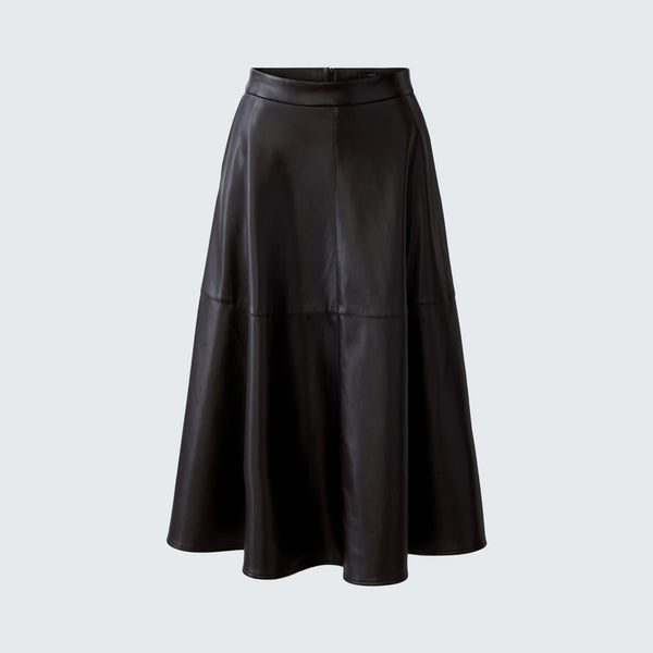 OUI Leather-Look A-line Skirt in Dark Brown