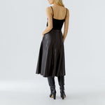 OUI Leather-Look A-line Skirt in Dark Brown