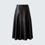 OUI Leather-Look A-line Skirt in Dark Brown
