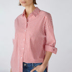 Shirt Blouse in Red/White