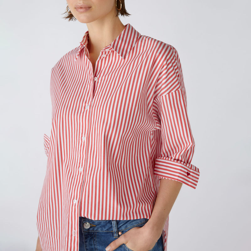 Shirt Blouse in Red/White