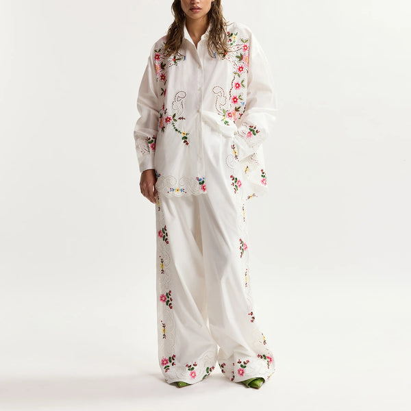 ESSENTIEL ANTWERP Janai Embroidered Pants in Off White
