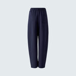 OUI Straight Leg Drawstring Trousers in Dark Blue
