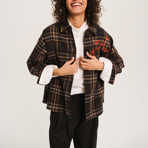 SACRECOEUR Bayle Scottish Check Embroidered Shirt in Multi