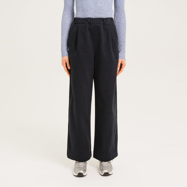 SACRECOEUR Leon Wide Leg Trousers in Navy