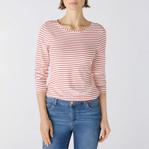 Sumiko Long Sleeve Top in White/Red