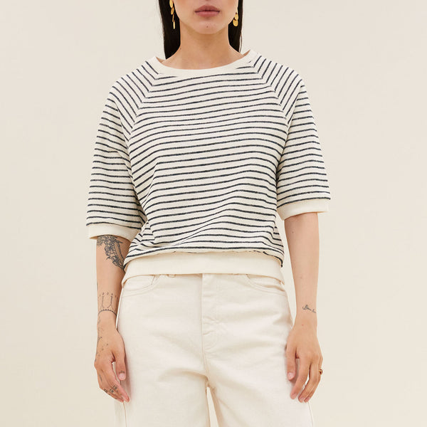 BY-BAR Neva Jersey Stripe Top in Black Stripe