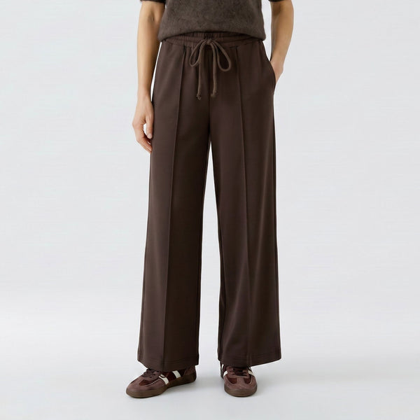 OUI Marlene Long Straight Leg Drawstring Waist Trousers in Mulch