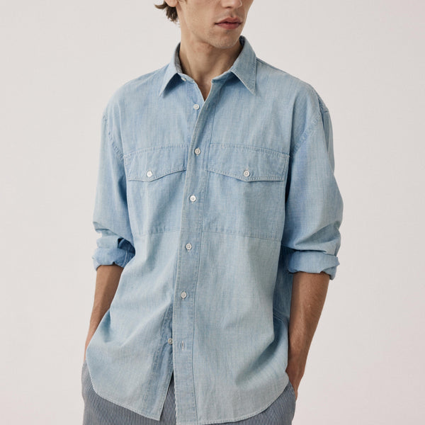 HARTFORD Faith Cotton Shirt in Light Indigo