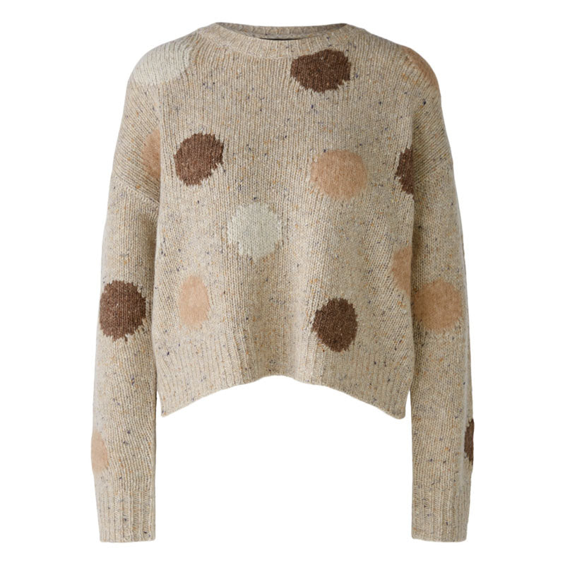 Wool Alpaca Spot Print Jumper in Camel Brown Collen Clare