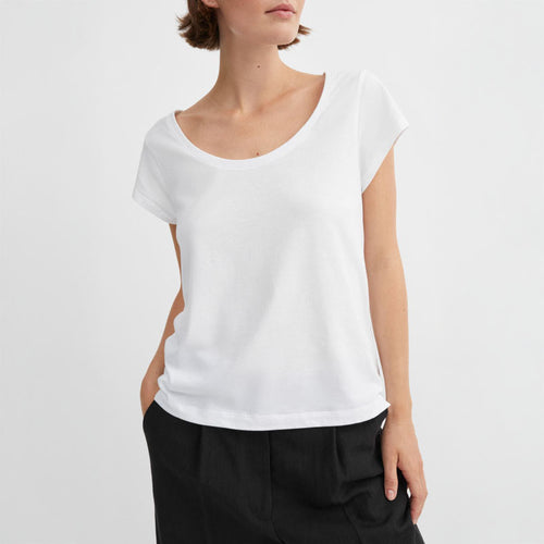 SKALL Andy Wide Neck Tee in Optic White