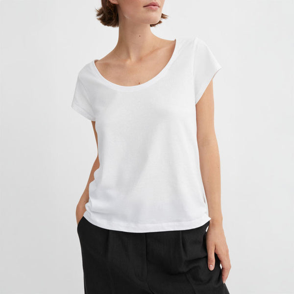 SKALL Andy Wide Neck Tee in Optic White