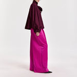 ESSENTIEL ANTWERP Keily Pussy Bow Tie Taffeta Top in Wine
