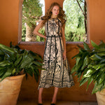 SOPHIE + LUCIE Christian Embroidered Dress in Cream/Black