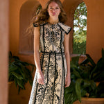 SOPHIE + LUCIE Christian Embroidered Dress in Cream/Black