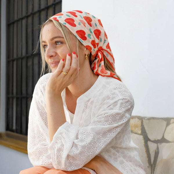 BLACK COLOUR BCSALMAYA cotton mini scarf in Red Hearts
