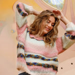 BLACK COLOUR Minty Striped Jumper in Minty Rose