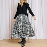 BLACK COLOUR Abbie Skirt in Light Grey Leopard