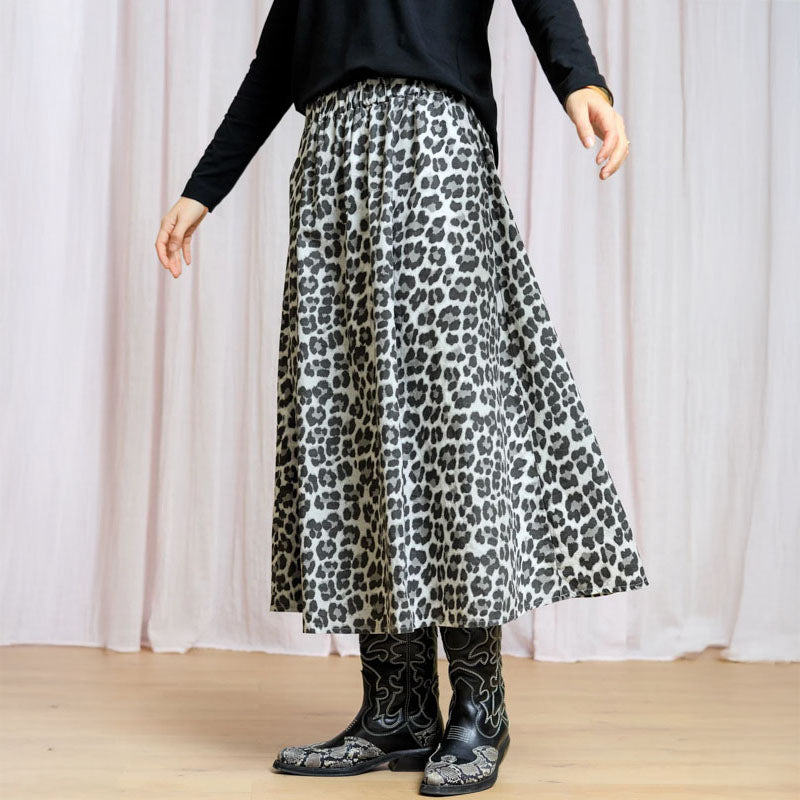 BLACK COLOUR Abbie Skirt in Light Grey Leopard