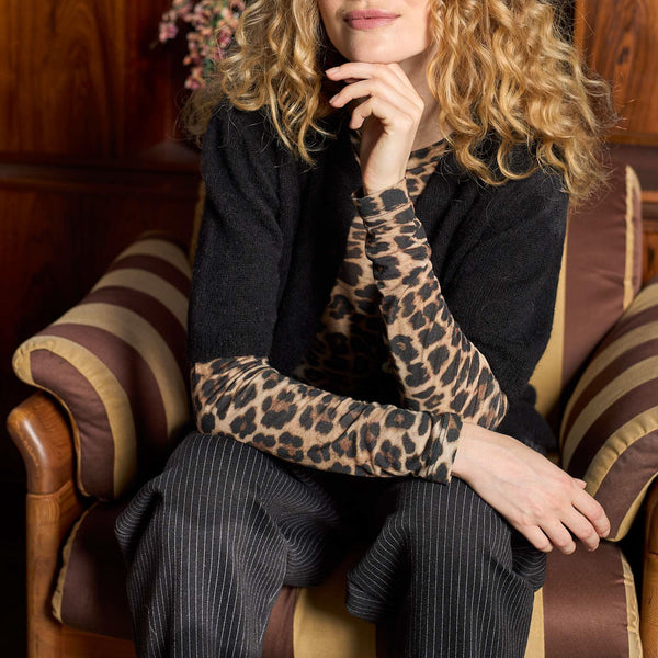 BLACK COLOUR BCAlba Leopard Print Long Sleeve T Shirt  in Natural Leo
