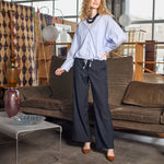 BLACK COLOUR BCElana V-Neck Shirt with Tie Hem Detail in Light Blue