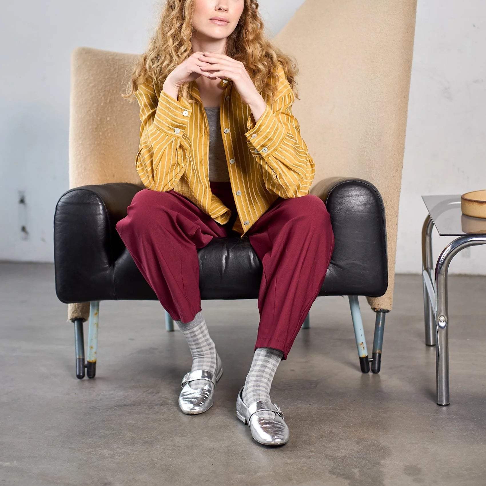 BLACK COLOUR BCMalone Striped Shirt in Mustard