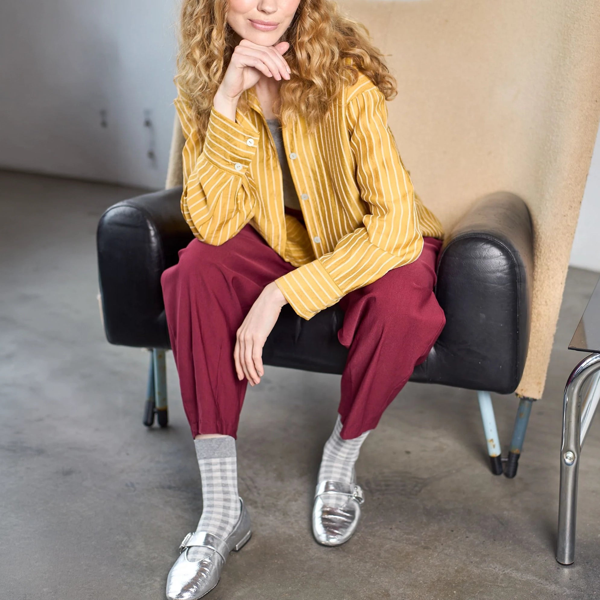 BLACK COLOUR BCMalone Striped Shirt in Mustard