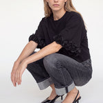MOS MOSH MMRosette Rose Detail T-Shirt in Black