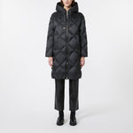 S MAX MARA MTCTrefe Midi Puffer Jacket with Hood in Water-Repellent Fabric in Black