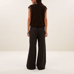 BY-BAR Noby Spencer Knitted Vest with Sparkle Cap Sleeves in Deep Brown